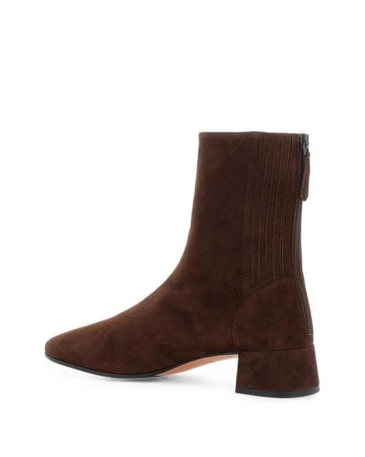Aquazzura Brown Saint Honore Almond-Toe Ankle Boots