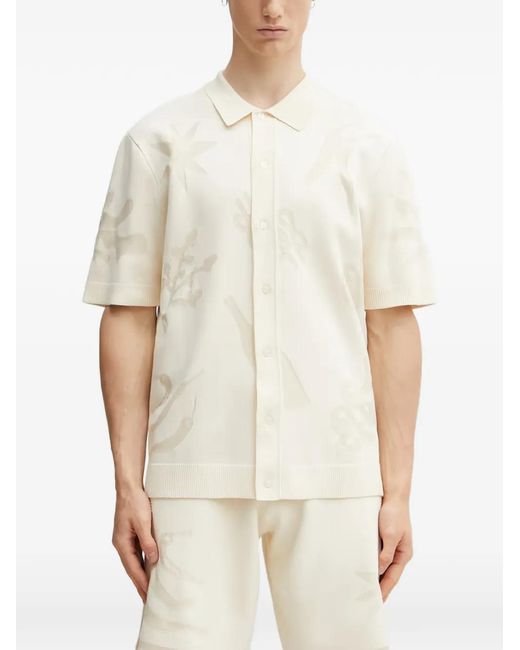 Filling Pieces Natural Intarsia-Knit Short-Sleeve Shirt for men