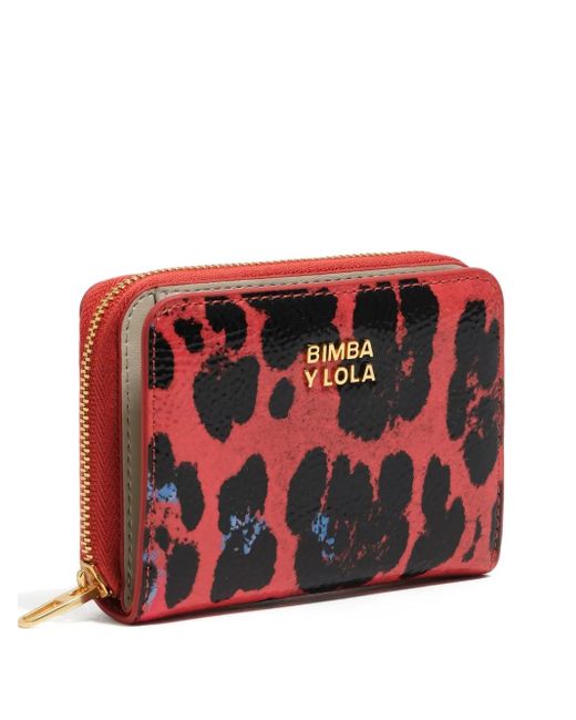 Bimba Y Lola Red Leopard-Print Zip Wallet