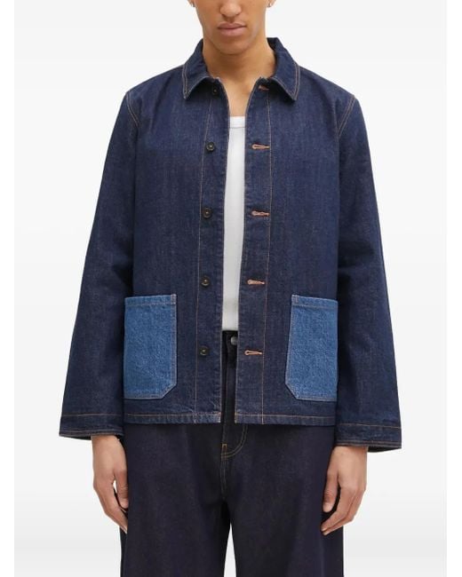 Men's Blue Contrast-Pocket Denim Jacket