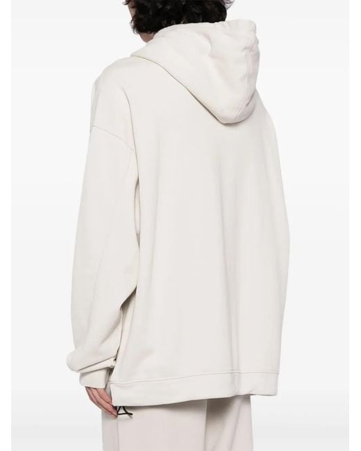 FIVE CM White Terry Embroidered Cotton Hoodie for men