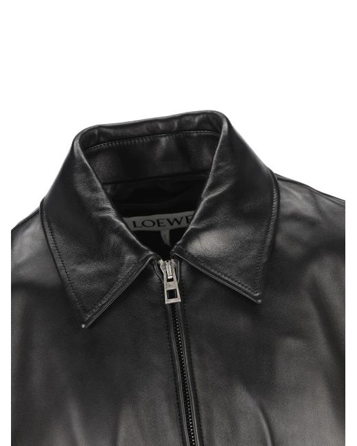 Loewe Black Belted Leather Jacket for men