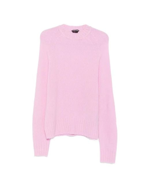 Tom Ford Pink Seamless Brushed Cashmere Crew Neck Sweater for men