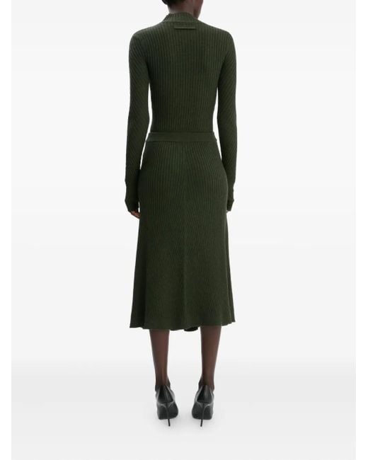 Victoria Beckham Green Midirock aus geripptem Strick