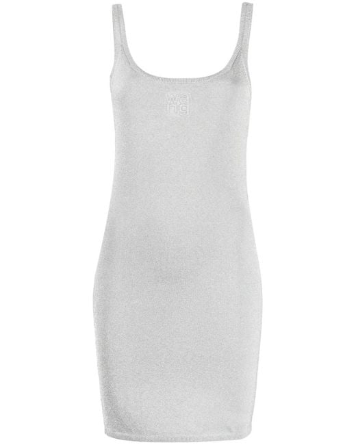 Alexander Wang White Logo-Embossed Tank Dress