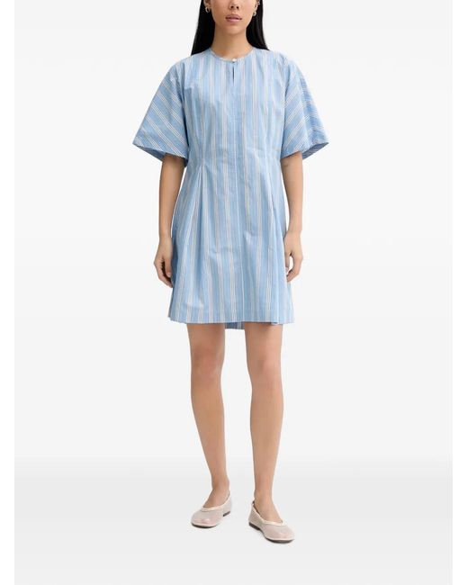 Marc O' Polo Blue Striped Short-Sleeve Cotton Mini Dress