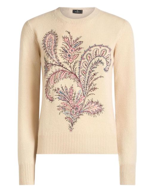 Etro Natural Paisley-Jacquard Sweater