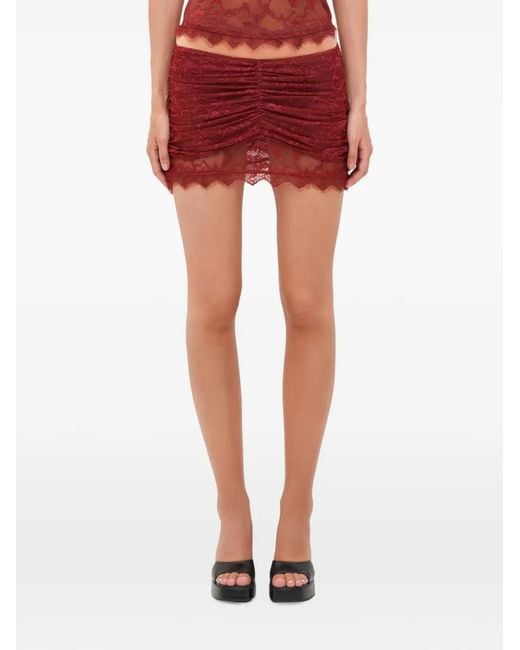 OW Collection Red Jupe Selah En Dentelle À Fronces