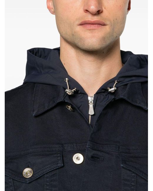 Eleventy Blue Hooded Denim Jacket for men