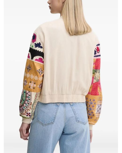 Desigual Blue Patchwork-Sleeve Bomber Jacket