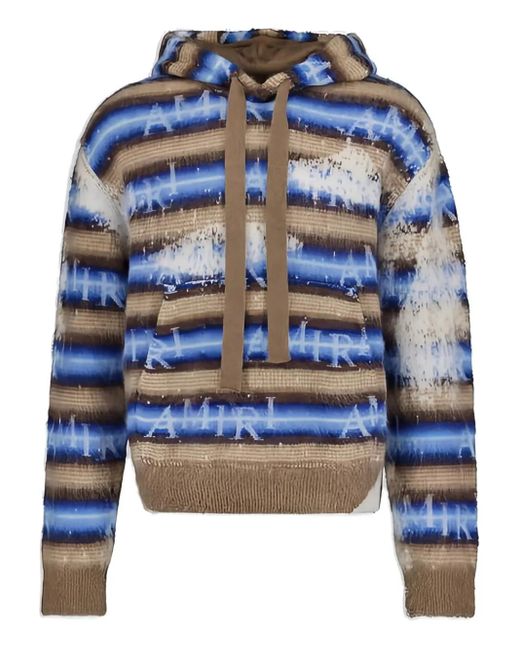 Amiri Blue Striped Hoodie for men