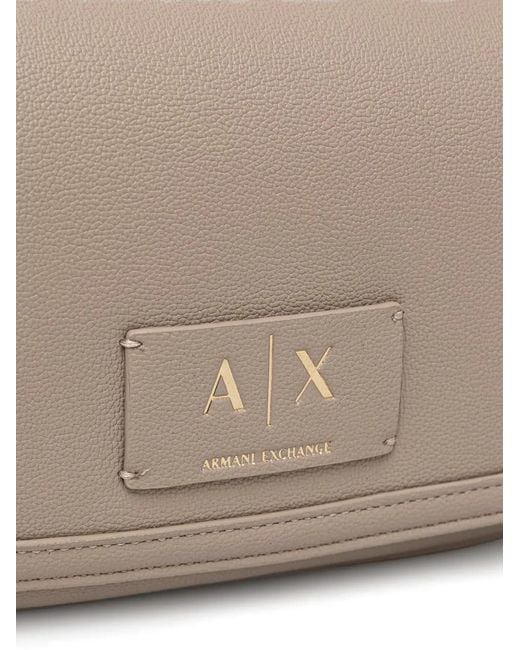 ARMANI EXCHANGE Gray Logo-Plaque Shoulder Bag