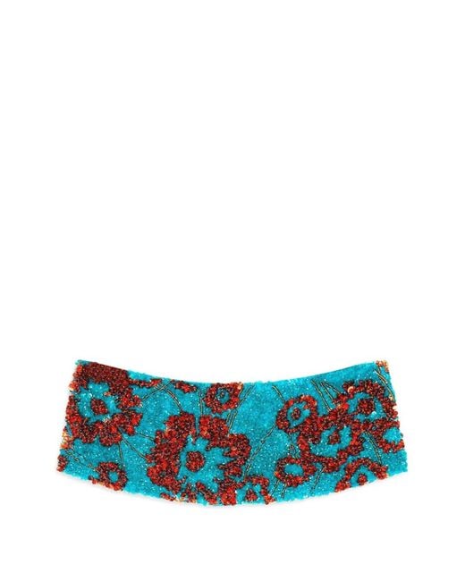 Dries Van Noten Blue Embroidered Cummerbund