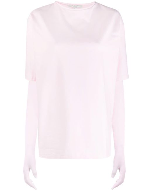 MANURI Pink Glove-sleeve T-shirt