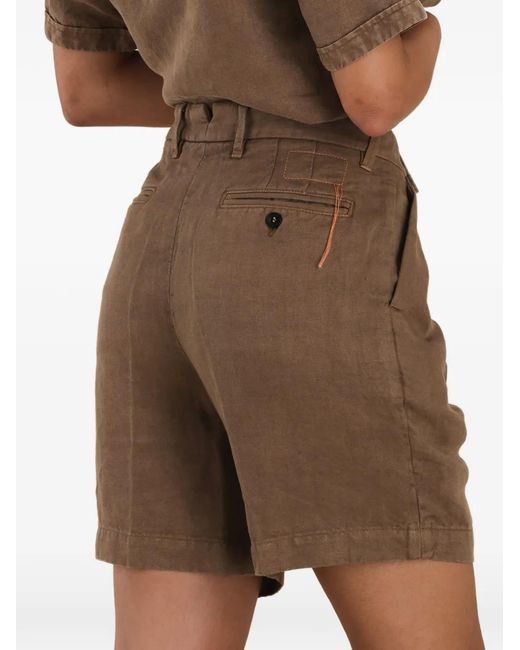 Fortela Brown Side-Pocket Button-Fastening Shorts