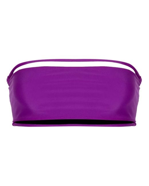 Gloria Coelho Purple Strapless String-Detail Bikini Top