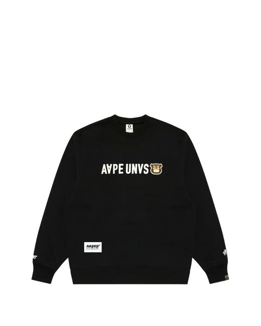 Aape By A Bathing Ape Black Aaper Crew Neck Sweatshirt for men