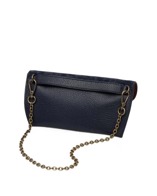 Coccinelle Blue Grained Leather Tote Bag