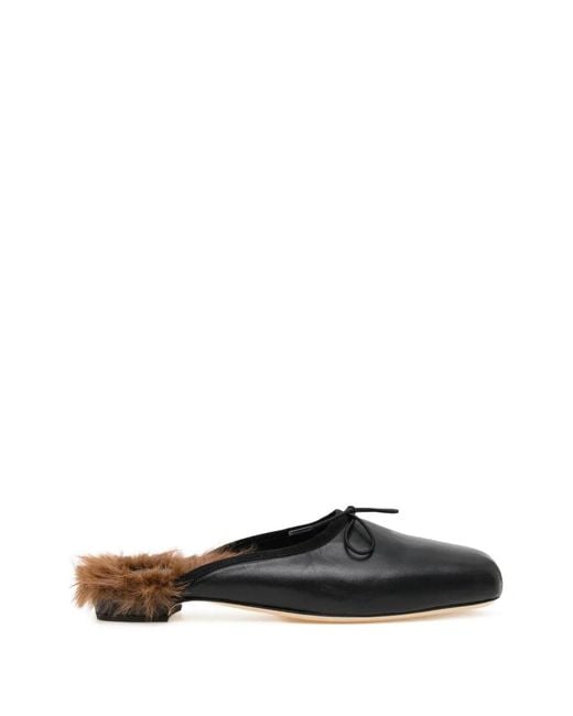 Simone Rocha White Faux-Fur Lined Pointe Mules