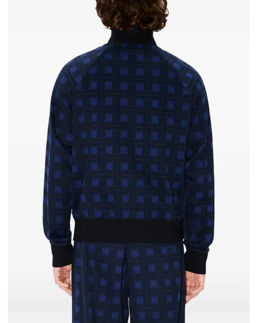 KENZO Blue Weave Jacquard Zip Track Jacket for men