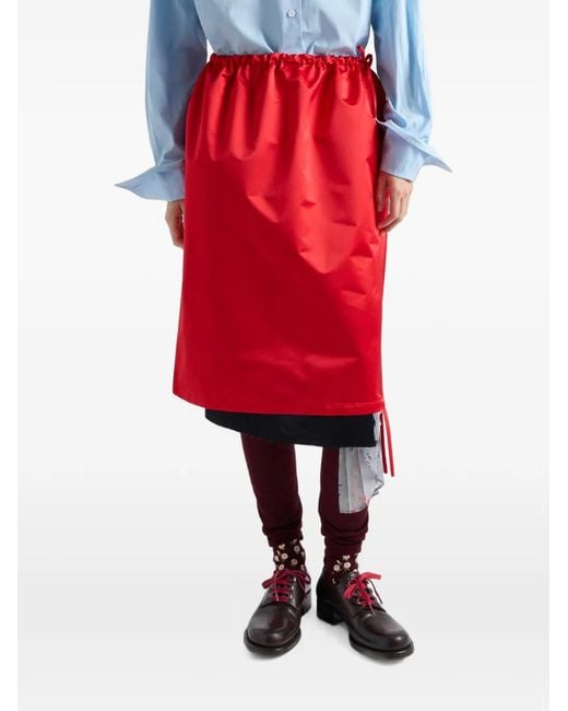 Prada Red Satin Skirt