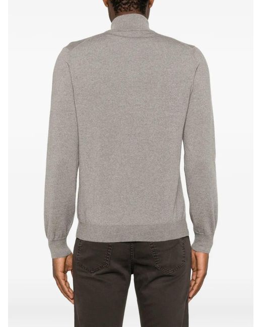 Tagliatore Gray Quarter-Zip Polo Shirt for men