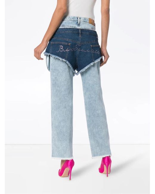 Natasha Zinko Blue High Waisted Jeans With A Denim Shorts Layer