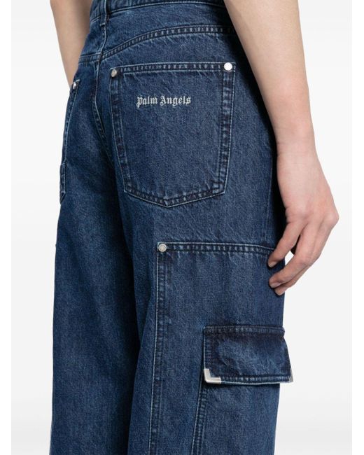 Frame straight-leg cargo jeans di Palm Angels in Blue da Uomo