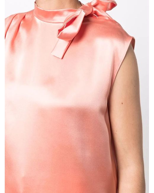 Alberta Ferretti Pink Bow-Detail Satin Blouse