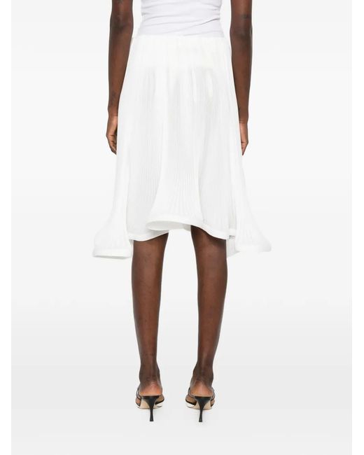 ROWEN ROSE White Pleated Midi Skirt