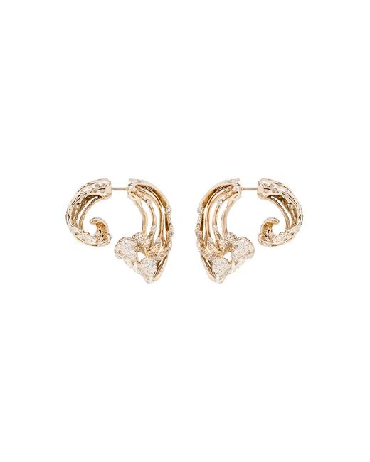 Bibi Van Der Velden Metallic 18Kt Wave Diamond Earrings