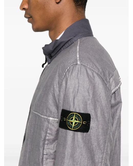 Stone Island Purple Plated-Ovd Linen Jacket for men