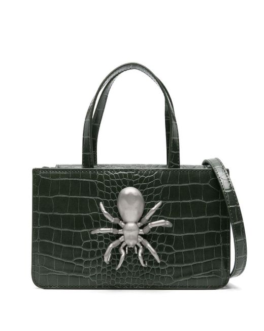 Puppets and Puppets Black Small Spider Snakeskin-effect Tote Bag