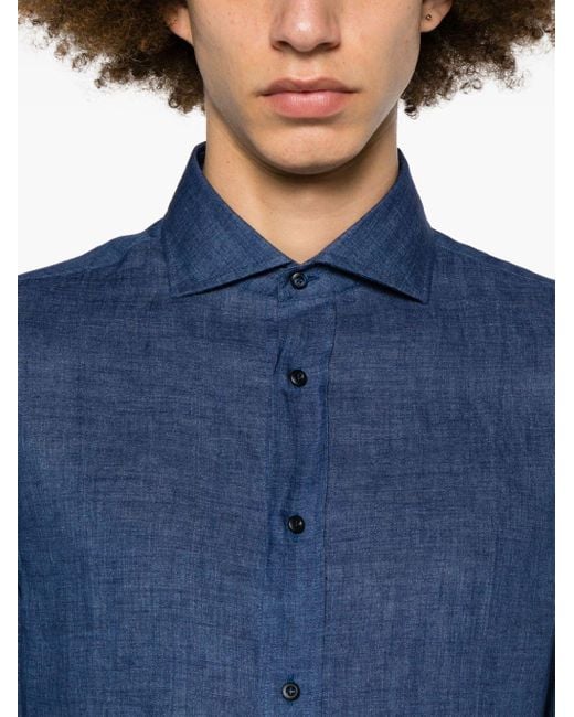 Camisa con botones Brunello Cucinelli de hombre de color Blue