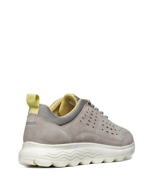 Geox Gray Spherica Perforated-Detail Sneakers