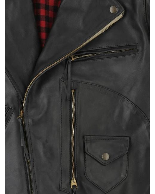 Fortela Black Asymmetrical-Zip Leather Jacket for men