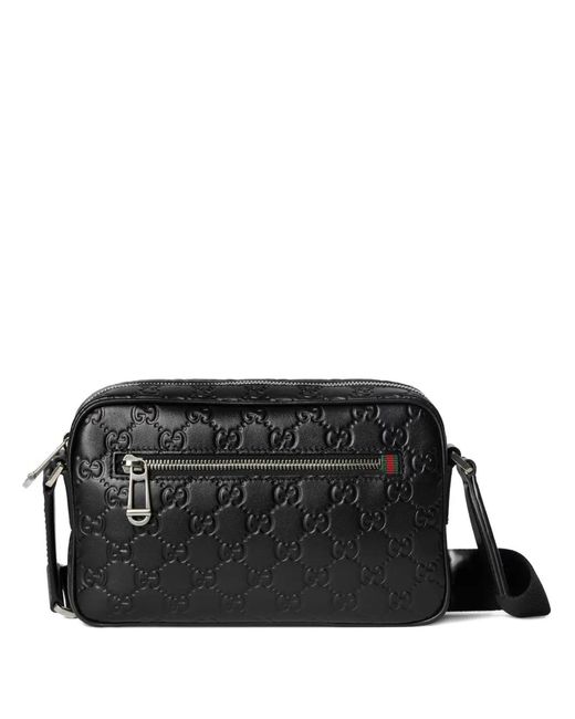 Gucci Black Gg Emblem Small Shoulder Bag for men