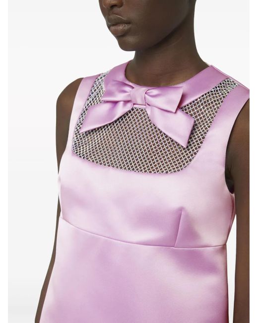 Nina Ricci Purple Bow-Detail Satin-Finish Minidress