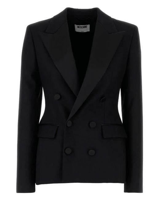 Moschino Black Double-Breasted Wool Blazer