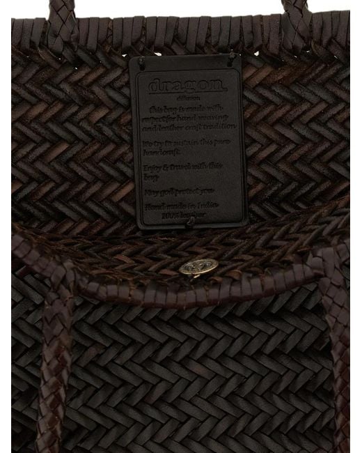 Dragon Diffusion Black Big Bamboo Triple Jump Woven Leather Shoulder Bag
