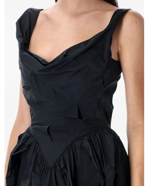 Vivienne Westwood Black Draped Distressed Midi Cocktail Dress