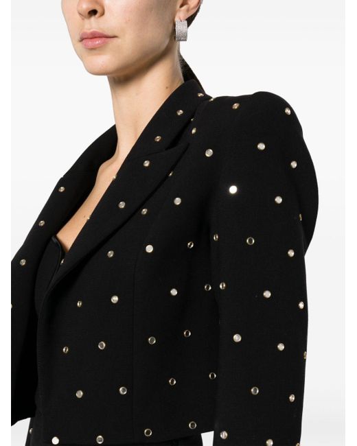 Nissa Black Crystal-embellished Cropped Blazer