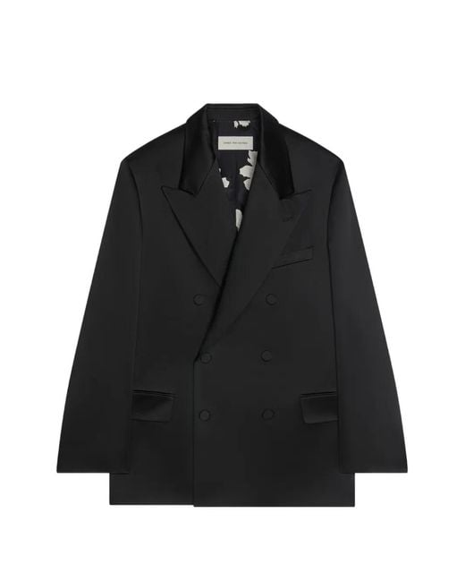 Dries Van Noten Black Oversized Double-Breasted Blazer for men