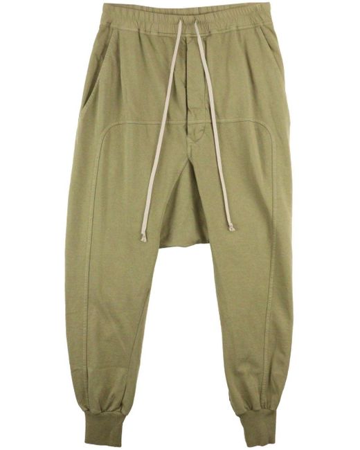 Rick Owens Green Drop-crotch Cotton Trousers for men