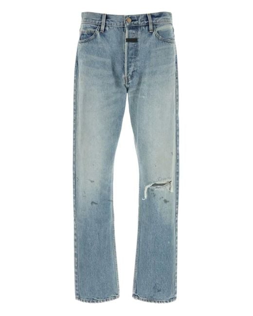 メンズ Fear Of God ダメージ ジーンズ Blue