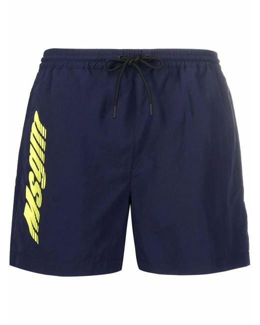 MSGM Blue Logo-Print Drawstring Swim Shorts for men