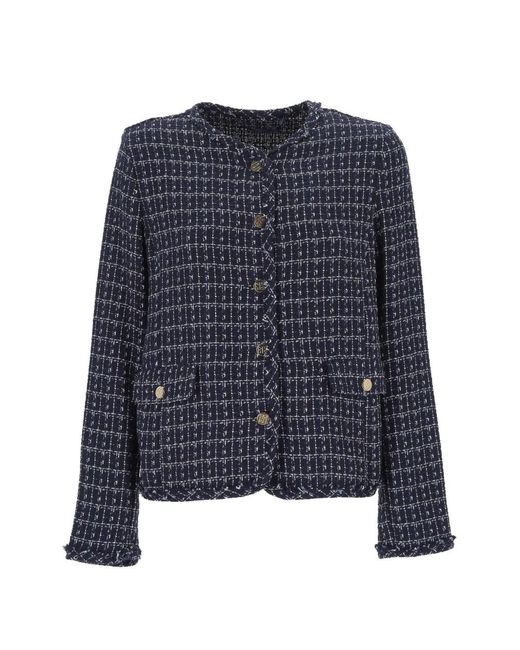 Marella Blue Woven-Texture Jacket
