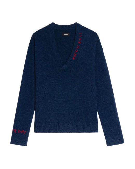 Maglione Miky Con Scollo A V di Zadig & Voltaire in Blue