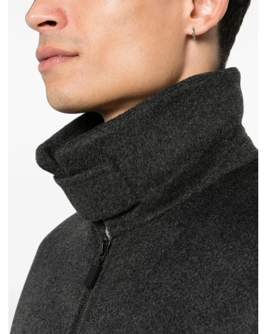 Aspesi Black Funnel-Neck Flap-Pocket Jacket for men