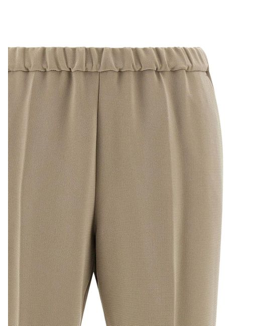 Alberto Biani Natural Elasticated Pleat Trousers
